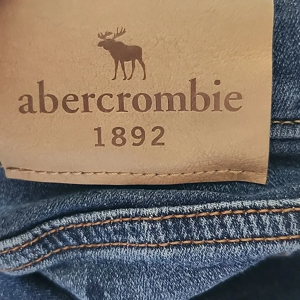 Abercrombie Kids Straight Leg Dark Blue Wash Denim Jeans, Adjustable Waist 15/16